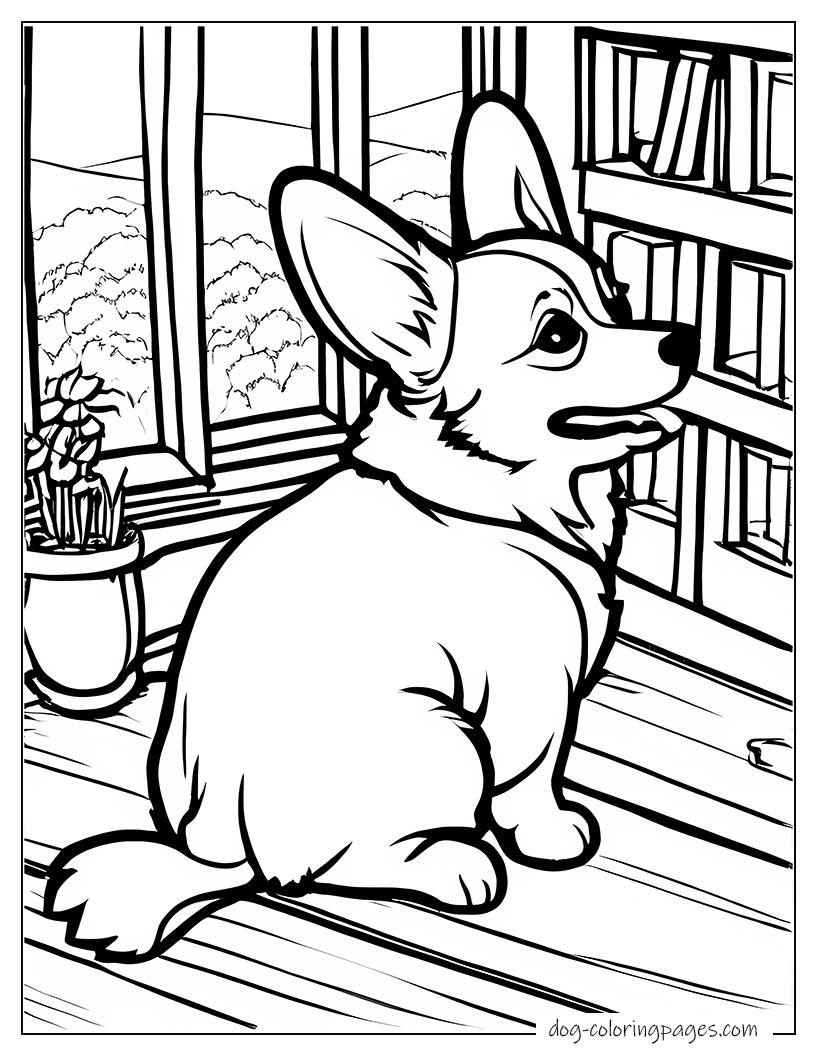 Corgi In Study Room