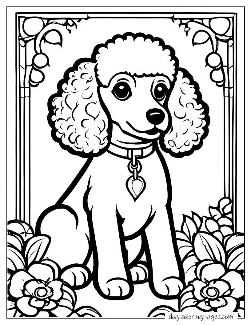 Poodle Surrounded By Flowers